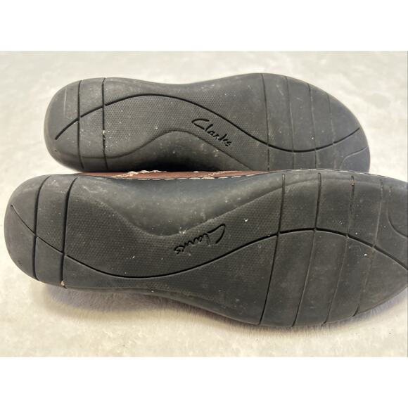 Clarks Unstructured Women's Shoes 8.5 M Loop Brown Leather Slip-On Loafers - Picture 7 of 8